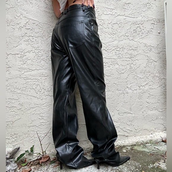 Y2k Vintage Black Leather Pants - Picture 4 of 10